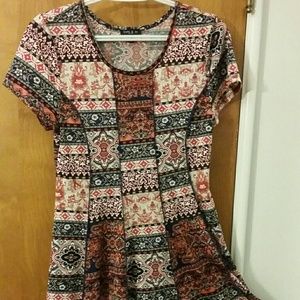 Eastern Culture Pattern Short Sleeve Dress